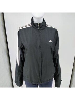 Adidas 2009 Black and White Classic Three Stripe Womens Track Jacket (Large)